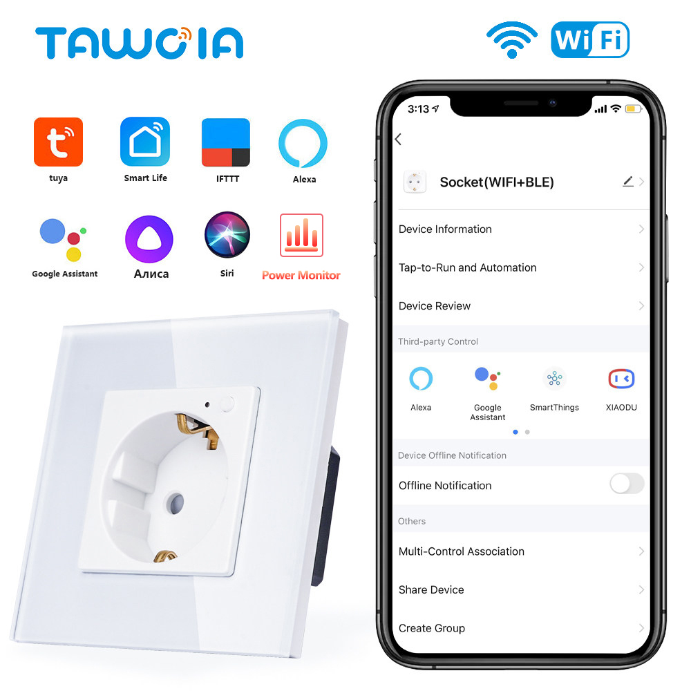 Open Frame Power Supply - TAWOIA Wifi Wall Socket EU กรอบกระจกมาตรฐาน
