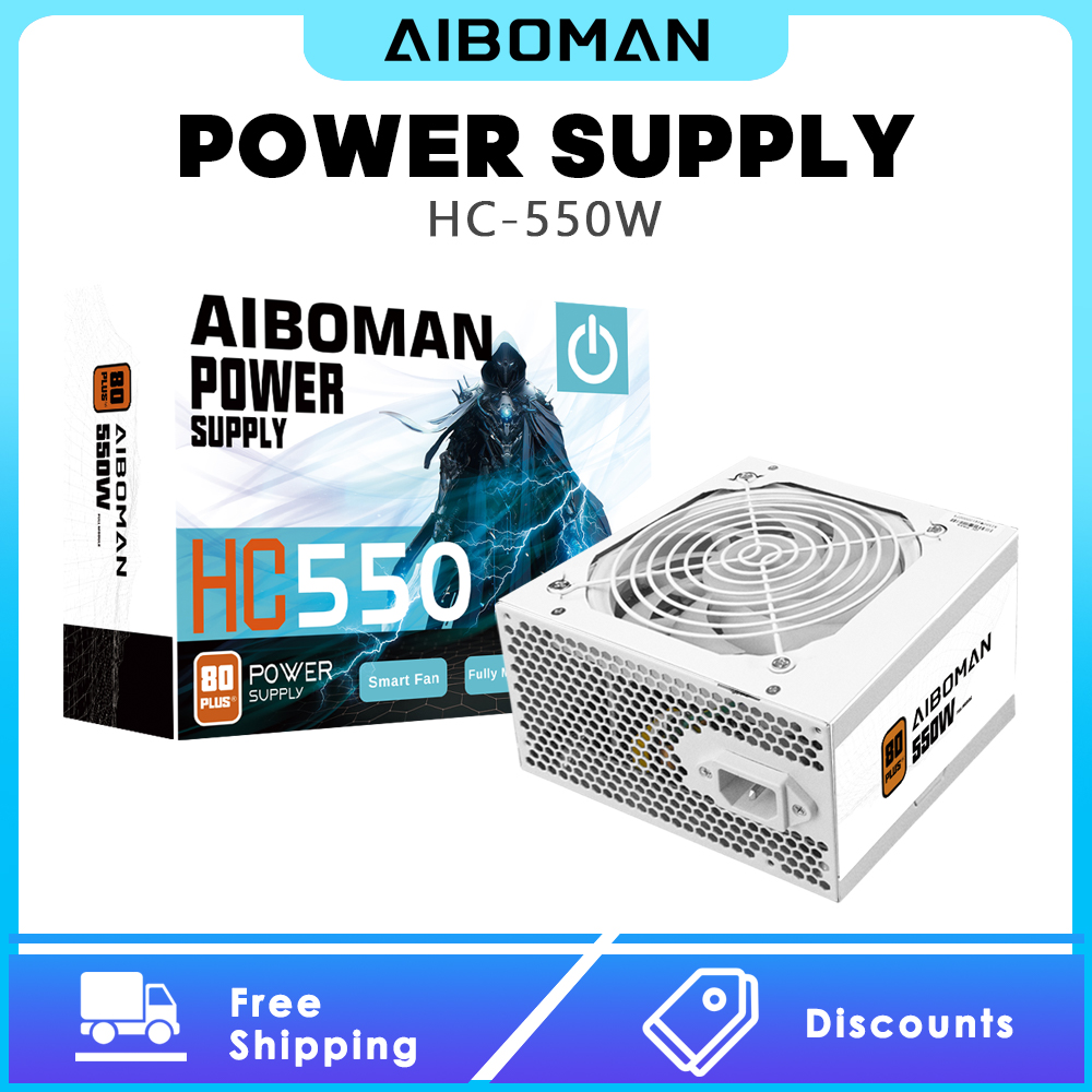 Power Supply 750W - AIBOMAN พาวเวอร์ซัพพลาย 550W 80PLUS Bronze พาวเวอร์ซัพพลายสำหรับเล่นเกม